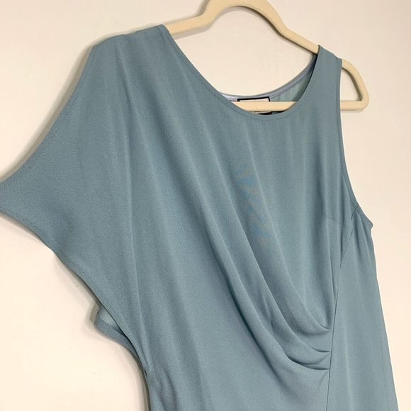 PAUL & JOE PARIS Blue‎ Crepe Off -Shoulder Shift Midi Dress Sz 38 - Picture 3 of 7